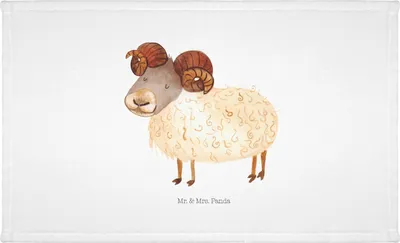 Produktbild von Mr. & Mrs. Panda Handtuch Sternzeichen Widder - Weiß - Geschenk, 50x100, 100x50, frottierhandtuch, Bock, Geburtstag April, Schafbock, März, Flauschtuch