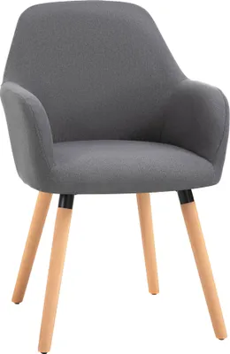 Produktbild von HOMCOM Esszimmerstuhl Wohnzimmerstuhl Bürostuhl Polsterstuhl Sessel mit Rückenlehne Anti-Rutsch Leinenstoff Schaumstoff Buchenholz Dunkelgrau+Natur 56 x 60 x 85 cm