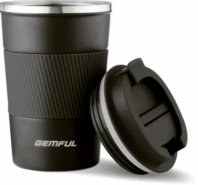 Produktbild von Isolierter Thermobecher 380ml Edelstahl für Kaffee Unterwegs