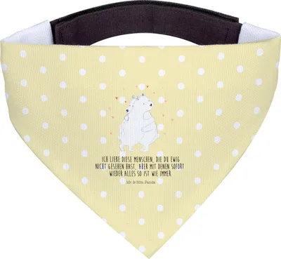 Produktbild von Mr. & Mrs. Panda Hunde Halstuch Eisbär Umarmen - Gelb Pastell - Geschenk, Für, Hund, Hundehalstuch, Tuch, Lustige Sprüche