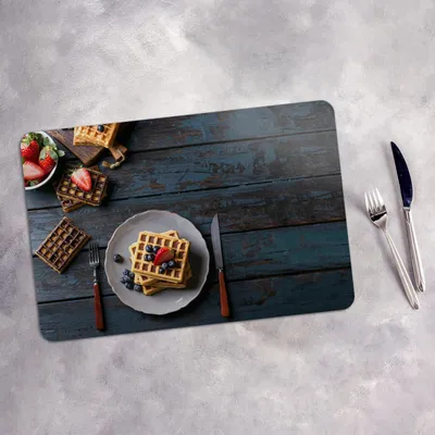 Produktbild von Tischset 4x45x30 cm Platzset Tischmatte Platzmatte Untersetzer - Blaubeerwaffeln
