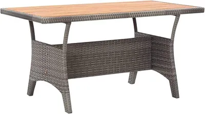 Imagen del producto de Mesa de jardín gris, 120x70x66 cm, de madera maciza de acacia. Mesa grande para patio. Mesas para camping