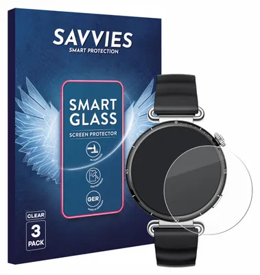 Produktbild von 3x Savvies Schutzglas Folie für Huawei Watch GT 6 (41 mm) 9H Panzer Schutzfolie Glas Displayschutz klar transparent