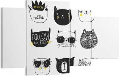 Produktbild von Bild auf Leinwand - Leinwandbild - Katze Haustier Tiere Illustration - 120x70cm - Wand Bild - Wanddeko - Leinwanddruck - Bilder - Kunstdruck - Leinwand bilder - Wandkunst - DL120x70-2847