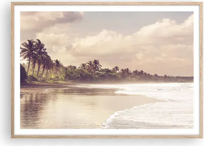 Produktbild von Gerahmtes Poster - Rahmen in heller Eiche - Palmen Strand Wasser - 100x70 cm - Wand Bild - Wanddeko - Wandbilder - Kunstposter - Wandposter - Bilderrahmen - Bilder - Kunstdruck - P2NAA100x70-4917