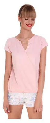 Produktbild von Damen Longshirt Tunika T-Shirt Sommer Shirt V-Ausschnitt; Puderrosa/S/M 36/38