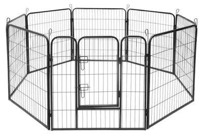 Produktbild von Rebel RA-1207 Modulares Hundegitter, Stahl, 8 Elemente, Größe L, 80 x 80 cm
