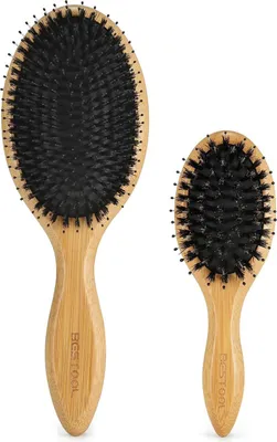 Produktbild von Haarbürsten Set Wildschweinborsten Bürste Naturborsten Bambus Massage für alle Haartypen