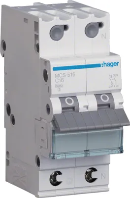 Produktbild von Hager LS-SCHALTER 1P+N 16A-C6KA 2PLE (MCS516 QUICK CONNECT)
