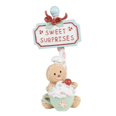 Produktbild von Clayre & Eef Weihnachtsdekorationsfigur Pfefferkuchenmann 25 cm Beige Kunststoff