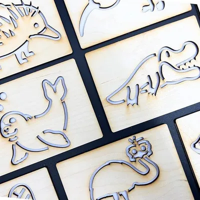 Produktbild von MiL4 14 Stück Holz Schablonen – Tiere Zoo – Zeichenschablonen aus Sperrholz für Kinder | 9 x 12,6 cm | 3 mm dick | Kreatives Zeichnen & Basteln – Mont