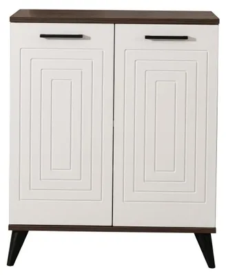 Image de Armoire à chaussures blanche et marron, meuble en bois, étagères à chaussures, meubles pour l'entrée, meubles de rangement