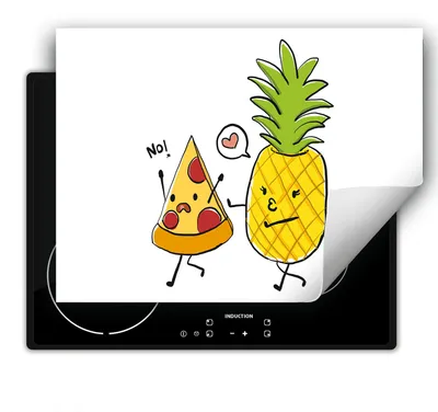 Produktbild von DarHaus Herdabdeckplatte 80x52 cm Anti Rutsch Matte Aufrollbar, Pizza - Ananas