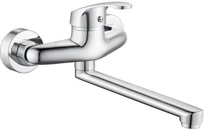 Immagine prodotto di Rubinetto da cucina a parete con rotazione a 360 gradi, acqua calda e fredda, 23 cm, cromato