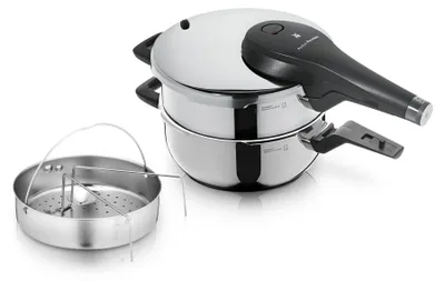 Zdjęcie produktu dla WMF Perfect Premium One Pot Schnellkochtopf-Set mit Dampfgareinsatz, 22 cm, 4,5 und 3,0 Liter, stapelbar 1511007363 4000530705334