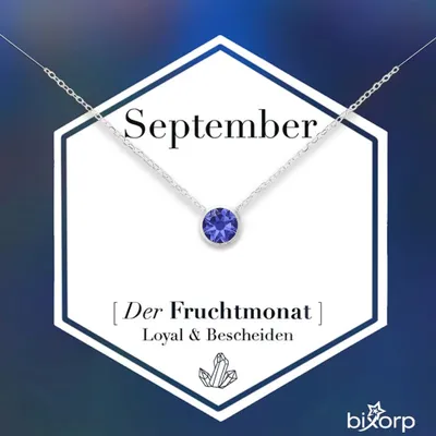 Produktbild von Bixorp Geburtsstein Halskette mit Zirkonia-Anhänger September - Edelstahlkette m