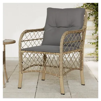 Produktbild von 2er Set Hochlehner Gartenstühle aus Polyrattan für den Außenbereich in Beige