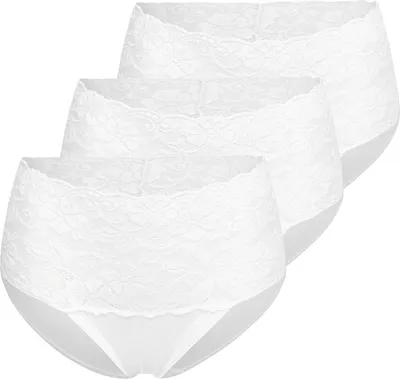 Produktbild von Nina von C. 3er Pack Fine Baumwolle Taillen Slip Im Spitzen-Design, Perfekte Passform, Angenehm auf der Haut