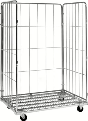 Produktbild von Kongamek Rollcontainer verzinkt 1200x800x1800mm mit 3 Gitterwänden mit Bremse