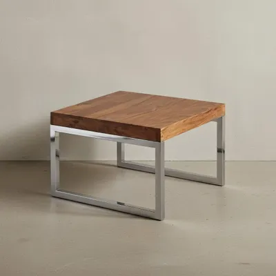 Produktbild von Quadratischer Couchtisch: Massivholz, Metallgestell, Sheesham-Massivholz, pflegeleicht. 60x60x40 cm | Kadima Design