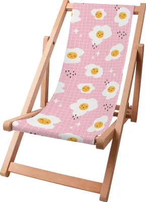 Immagine prodotto di Sdraio per bambini Dreamroots pieghevole in legno fino a 130 kg, sdraio pieghevole con regolazione dell'inclinazione dello schienale a 3 livelli, Cute Egg
