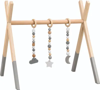Obrázek produktu pro Kondela Montessori dřevěná hrazda Stares - přírodní / šedá