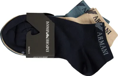Zdjęcie produktu dla EMPORIO ARMANI Skarpety męskie, 3 pary bardzo krótkich skarpet z bawełny, nr produktu 300048 4R254, zestaw 3 par, rozmiar S/M – BRA, P/M – MEX, CH/M – EU 39/42 – UK 5/8 – USA 6,5/9,5, 72% bawełna, 26% poliamid, 2% Elasthan