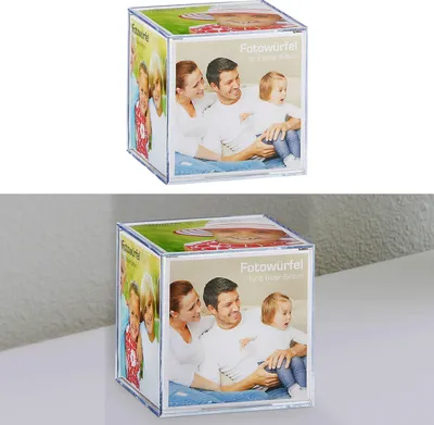 Produktbild von Fotowürfel 9x9 cm Kunststoff Würfel Multifotowürfel Foto Cubus Geschenkverpackung