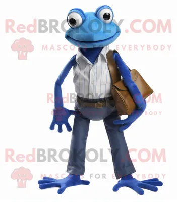 Obrázek produktu pro Postava REDBROKOLY maskota modré žáby oblečená v Bootcut Jeans and Wallets