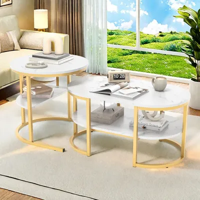Immagine prodotto di Set di due tavolini da caffè con spazio contenitivo