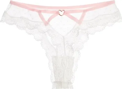 Produktbild von Slips - Damen - Spitzen-Tangas für Damen - sinnliche Damenunterhosen - mit Spitze - mit Herz - Einheitsgröße - Weiß