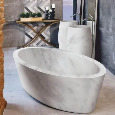 Immagine prodotto di Casa Padrino Vasca da bagno freestanding in marmo bianco 190 cm - Bagno Interno