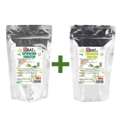 Obrázok produktu pre Súprava tabliet - Chlorella 250g + Spirulina 250g Brat.pl