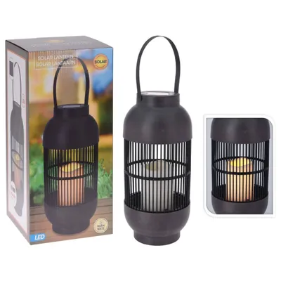 Immagine prodotto di ProGarden Lanterna solare con candela LED Rattan Nero