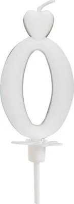 Produktbild von Herzkerze Zahl 0 Weiß 6 5cm
