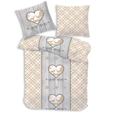 Produktbild von Bettwäsche Landhaus Vintage 135x200 + 80x80 cm, 4-teilig, 100 % Baumwolle in Renforcé, ideal als Partnerbettwäsche