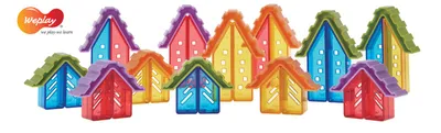 Produktbild von Eduplay Kristall Spielzeugdorf - buntes pädagogisches Bauspiel