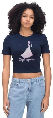 Produktbild von Spreadshirt Flaschenputtel JGA Junggesellinnenabschied Party Crop Top, XL, Light Navy