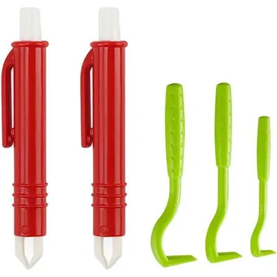Productafbeelding van Zeckenzange, set van 3 teekhaken en set van 2 teepincetten, rood+groen