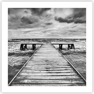 Produktbild von Poster - Poster ohne Rahmen - Brücke Meer Welle - 50x50 cm - Wand Bild - Wanddeko - Wandbilder - Kunstposter - Wandposter - Bilder - Kunstdruck - Wanddekoration - Wandbild - P2XAC50x50-3637