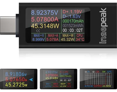 Obrázok produktu pre USB-C tester s displejom na meranie prúdu od 0 do 12 A a napätia od 4 do 30 V