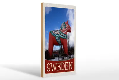 Produktbild von Holzschild Reise 20x30cm Schweden rotes Pferd Skulptur