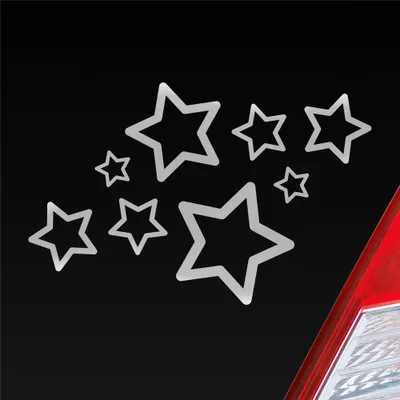Produktbild von Auto Aufkleber Sterne Stars 15x10 cm Silber Sticker Heckscheibenaufkleber