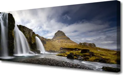 Produktbild von Tulup Leinwand-Bilder 125x50 Wandbild Canvas Kunstdruck Wasserfall Gebirge Landschaft