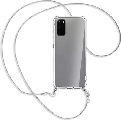 Produktbild von Handykette Backcover-Schutzhülle mit Band (Metall silberfarben) für Samsung Galaxy S20 (G980) - silberfarbene Kette Snake