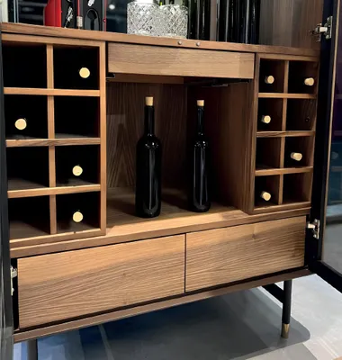Produktbild von Vitrinen Glas Bar Schrank Haus Schränke Wand Regal Holz Wohnzimmer