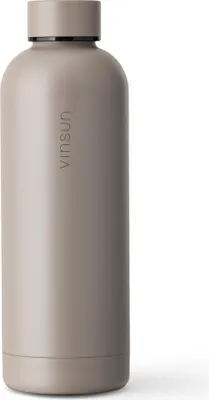 Produktbild von Trinkflasche Edelstahl 500ml Thermoflasche isoliert Sport Flasche taupe Vinsun