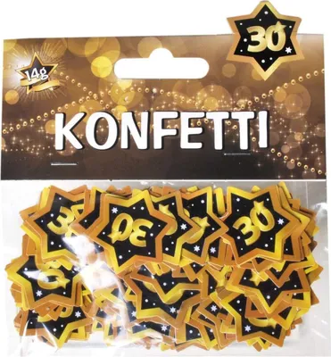 Produktbild von Konfetti für 30. Geburtstag, Schwarz Gold, Tischdeko, ca. 3,0 cm, 14g