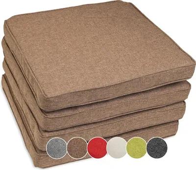 Produktbild von sunnypillow 4er Set Stuhlkissen wasserdicht UV-lichtecht 40 x 40 x 5cm | Polsterauflage Auflage für Stühle / Bänke | Sitzkissen Stuhlauflage für Haus und Garten | Indoor / Outdoor | Braun