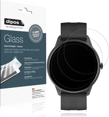 Produktbild von 2x Schutzfolie für Lytimes 1,3 Zoll Smartwatch matt - Anti-Shock 9H Folie dipos Glass Kunststoffglas